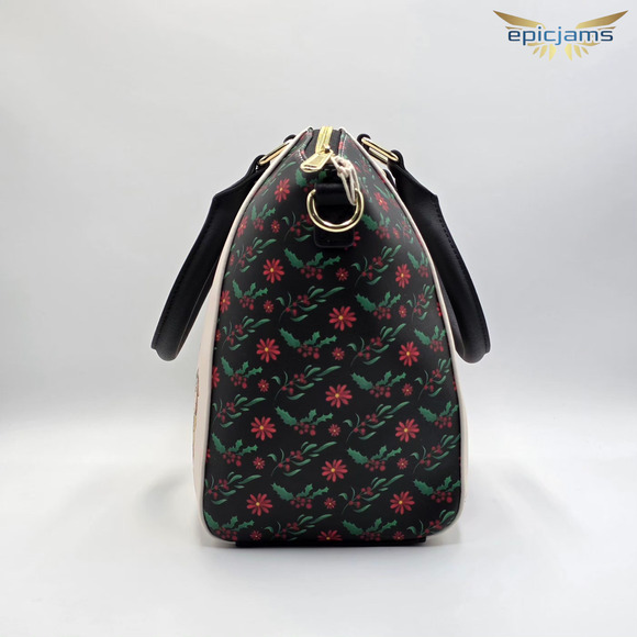 Loungefly Disney Beauty And The Beast Holiday Belle Floral Satchel Bag Purse New - Picture 6 of 8